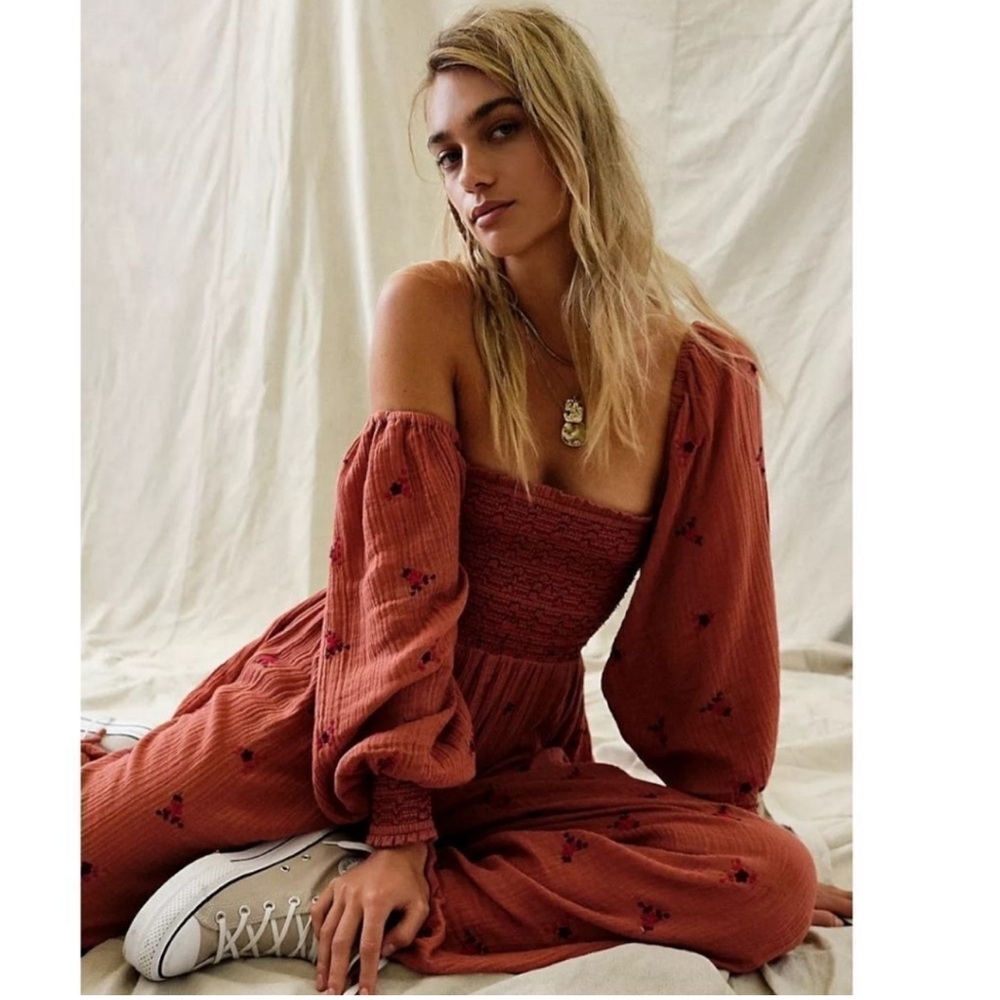Free People Embroidered Jumpsuit